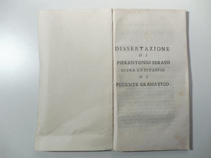 Dissertazione sopra l'epitaffio di Pudente Gramatico - copertina