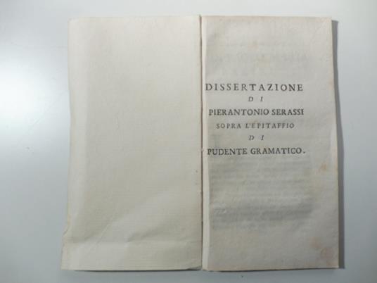 Dissertazione sopra l'epitaffio di Pudente Gramatico - copertina