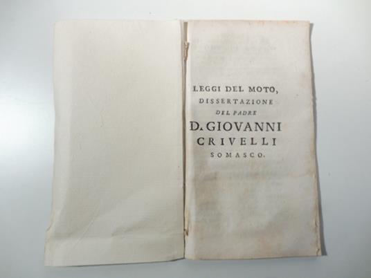 Leggi del moto. Dissertazione - Giovanni Crivelli - copertina