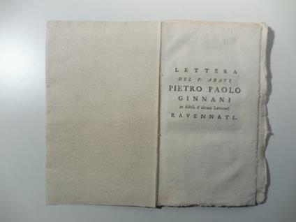 Lettera del P. abate Pietro Paolo Ginanni in difesa d'alcuni Letterati ravennati - copertina