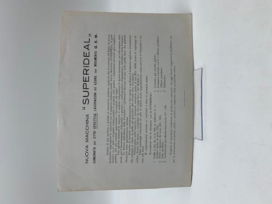 Nuova macchina Superideal combinata per otto effettive lavorazioni del legno (brochure pubblicitaria) - copertina