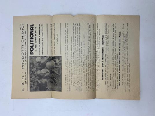 Politional. Contro le malattie crittogamiche delle piante da frutto (pieghevole pubblicitario) - copertina