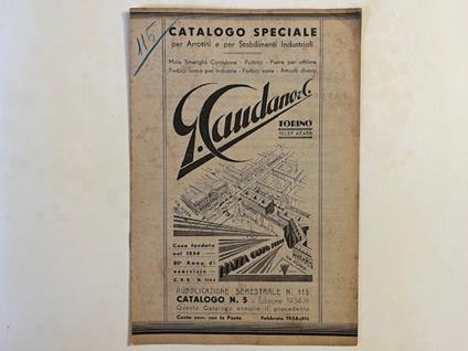 Catalogo speciale per arrotini e per Stabilimenti industriali. G. Caudano & C., Torino. Catalogo n. 5, 1934 - copertina