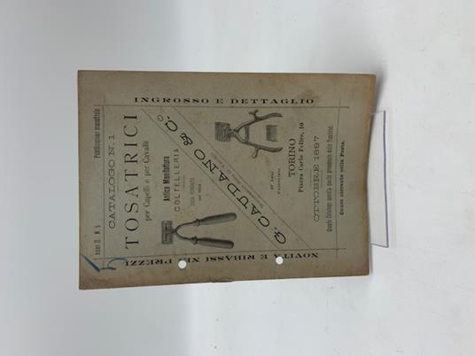 G. Caudano & C. Tosatrici per capelli e per cavalli. Anno II, n. 5. Ottobre 1897 - copertina