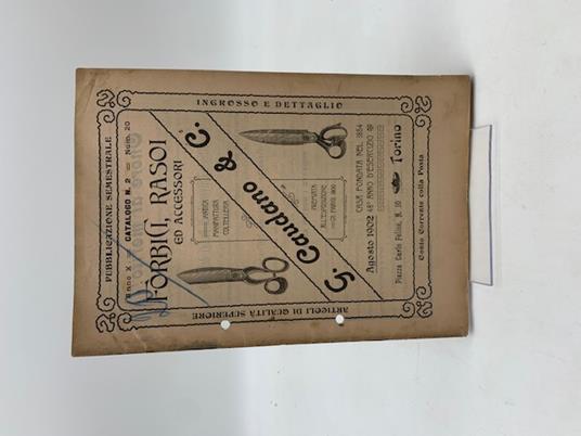 G. Caudano & C. Anno X, n. 20. Forbici, rasoi ed accessori - copertina