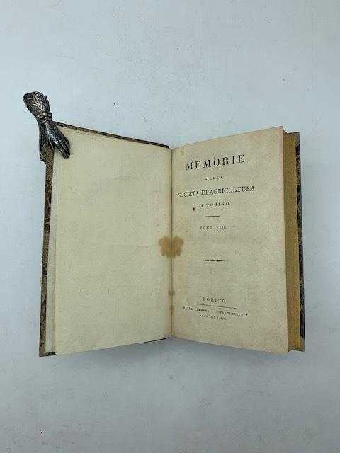 MEMORIE STORICHE DELLA SOCIETA' DI AGRICOLTURA DI TORINO. Tomo VIII - copertina