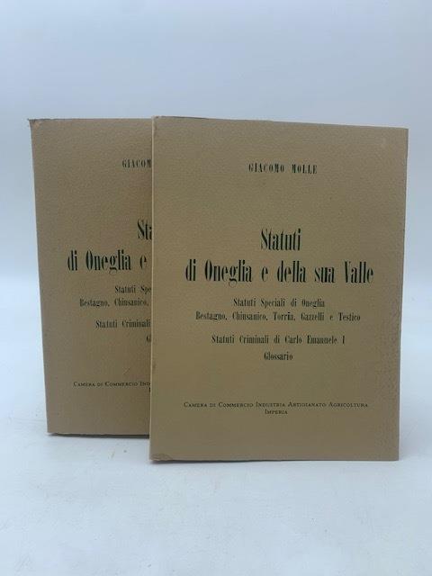 Statuti di Oneglia e della sua Valle. Statuti Speciali di Oneglia, Bestagno, Chiusanico, Torria, Gazzelli e Testico - copertina