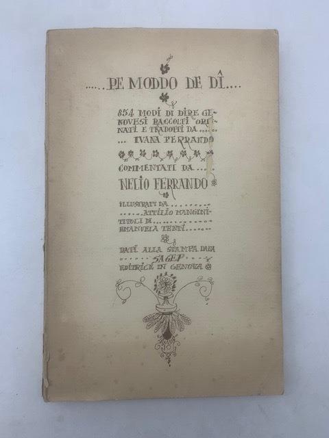 Pe Moddo de dì. 854 modi di dire genovesi - copertina