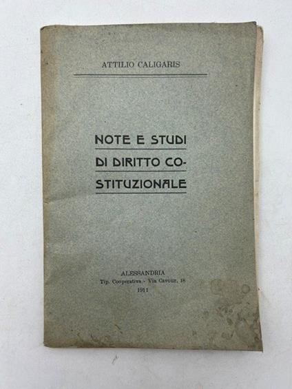 Note e studi di diritto costituzionale - copertina