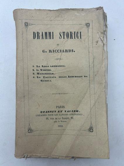 Drammi storici - Giuseppe Ricciardi - copertina