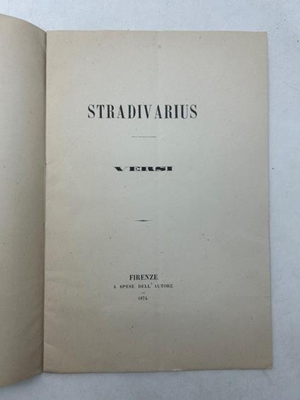 Stradivarius. Versi - copertina