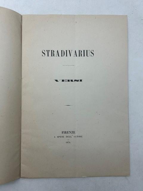 Stradivarius. Versi - copertina
