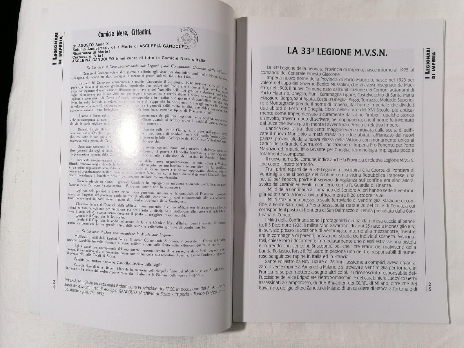 I Legionari di Imperia - Libro 33^ Legione Gandolfo Alberto Politi Storia Guerra