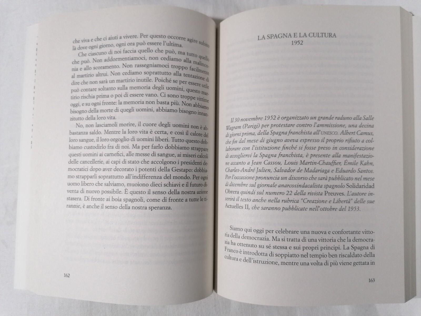 Albert Camus Conferenze e Discorsi 1937-1958 Libro Bompiani 2020 1^ edizione