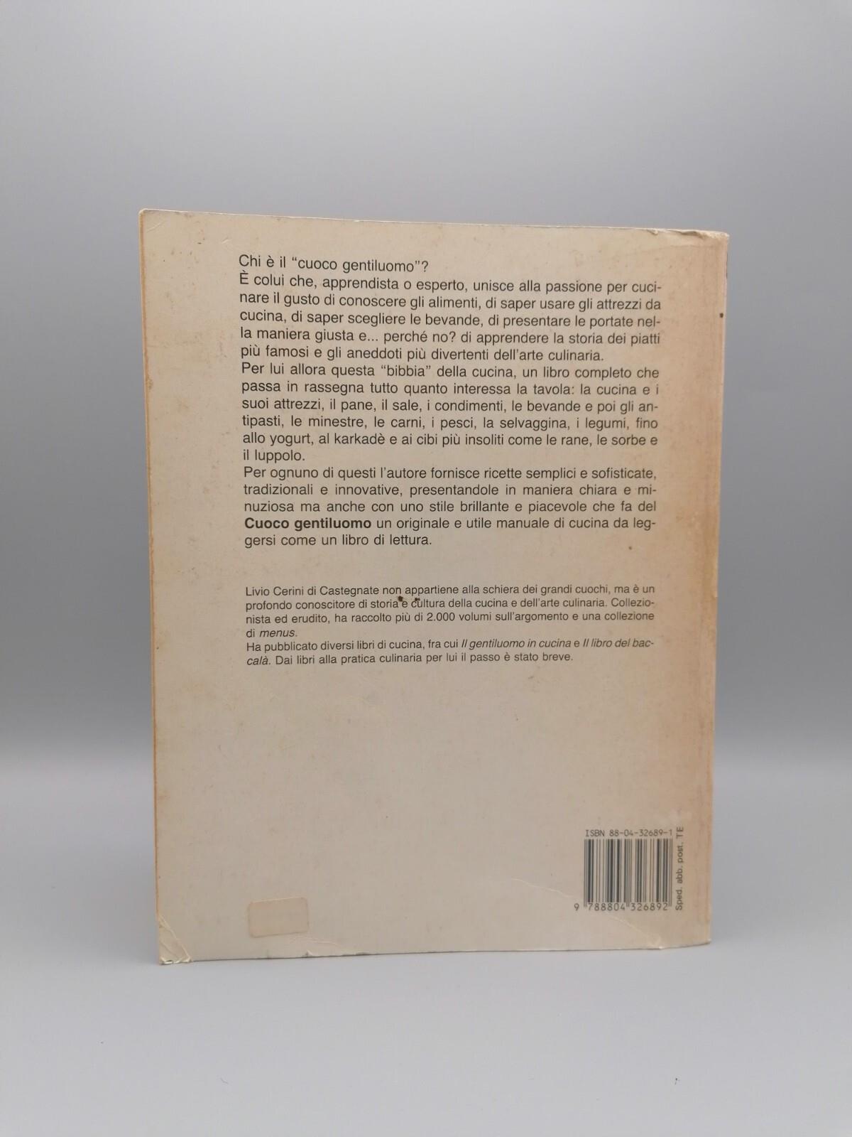 Il Cuoco Gentiluomo Libro Cerini di Castegnate Mondadori 1989 Ricette CUcina