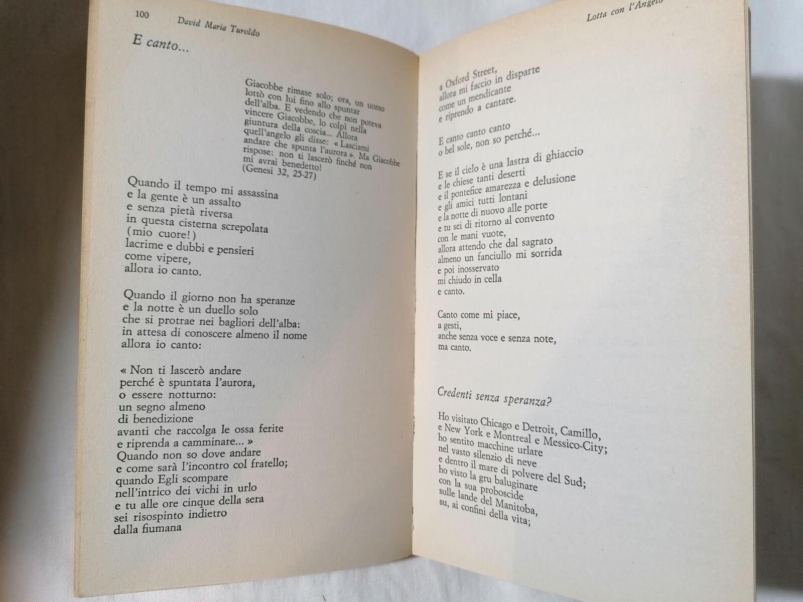 LIBRO Il sesto angelo David Maria Turoldo Mondadori 1976 Prima edizione Oscar