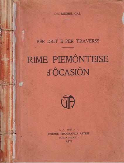 Rime Piemonteise d'Ocasion. Per drit e per traverss - copertina