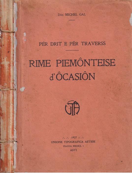 Rime Piemonteise d'Ocasion. Per drit e per traverss - copertina
