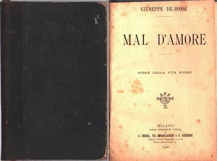 Mal d'amore. Scene della vita d'oggi - Giuseppe De-Rossi - Giuseppe De Rossi - copertina