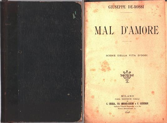 Mal d'amore. Scene della vita d'oggi - Giuseppe De-Rossi - Giuseppe De Rossi - copertina