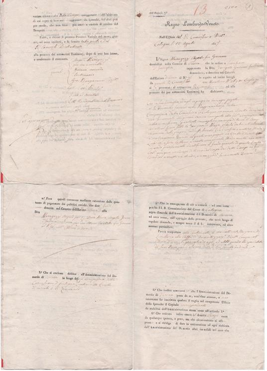 Regno Lombardo Veneto. Documento Catasto dell'estimo. Cologno 1829 - copertina