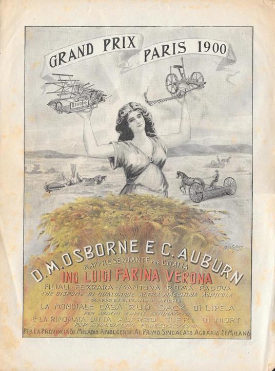 D.M. Osborne e C. Auburn macchine agricole Ing. Luigi Farina Verona. Advertising 1902 - copertina