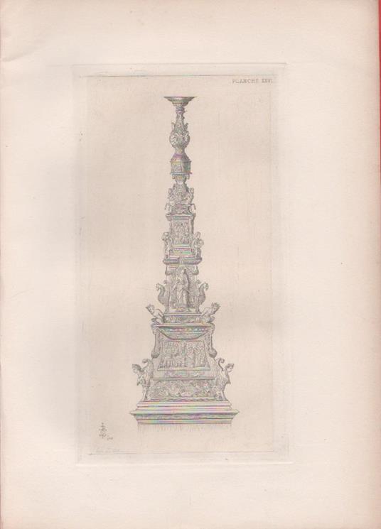 Candelabrum at S. Antonio at Padua, by Riccio. Engraving 1868 - copertina