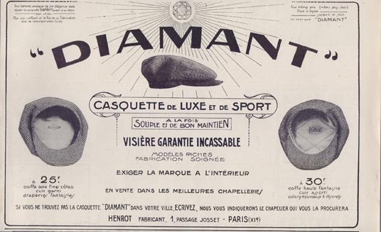 Diamant. Casquette de luxe et de sport. Advertising 1925 - Aa.vv. - copertina