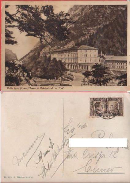 AA.VV - Valle Gesso . Terme di Valdieri. Viaggiata anni '40 - Cartolina - 1940 - copertina