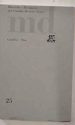 Materiali e discussioni per l'analisi dei testi classici 25 - copertina