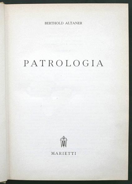 Patrologia - Berthold Altaner - copertina