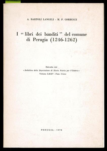 I “Libri dei banditi” del Comune di Perugia - copertina