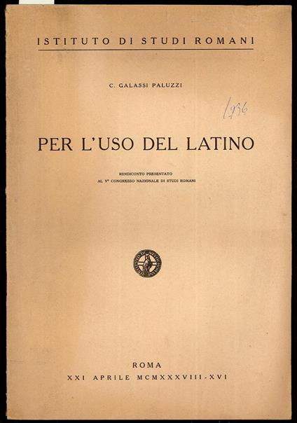 Per l'uso del latino - copertina