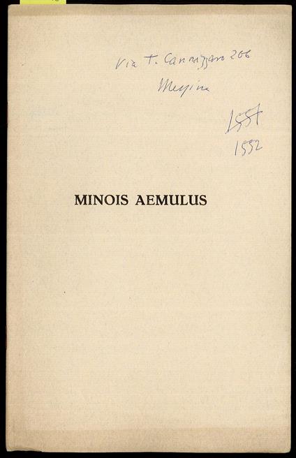 Minois Aemulus - Giuseppe Morabito - copertina