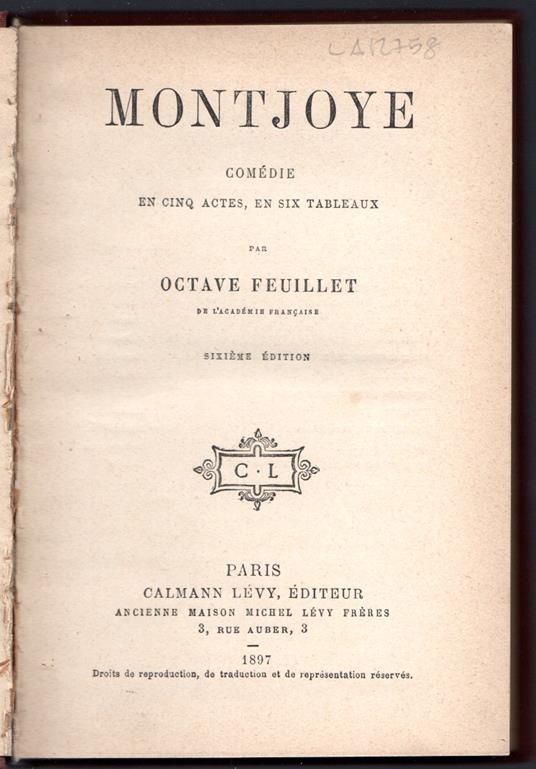 Montjoye - Octave Feuillet - copertina