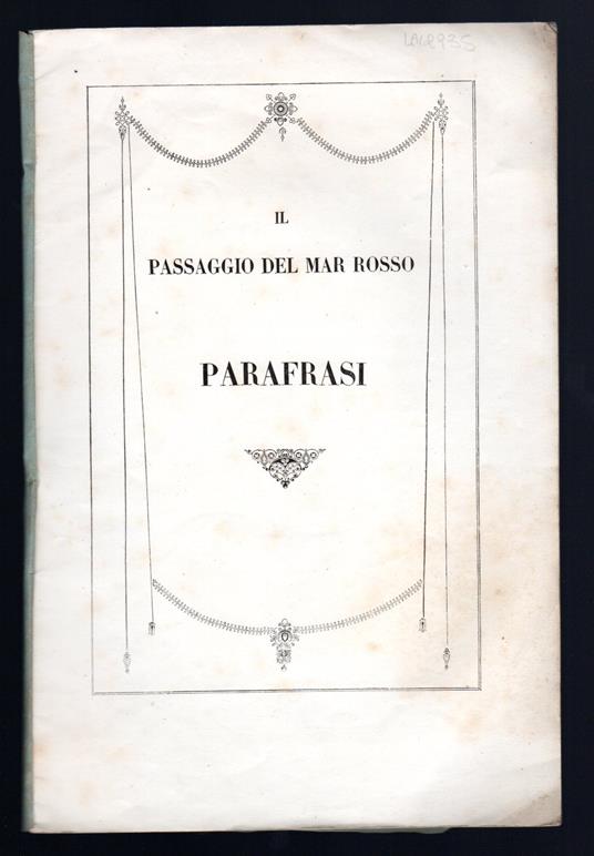 Il passaggio del Mar Rosso - Parafrasi del canto di Mosè - copertina