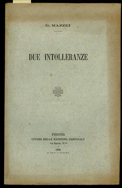 Due intolleranze - copertina