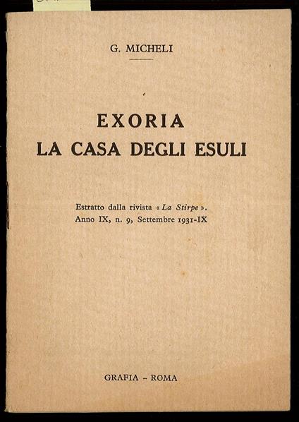 Exoria la casa degli esuli - copertina