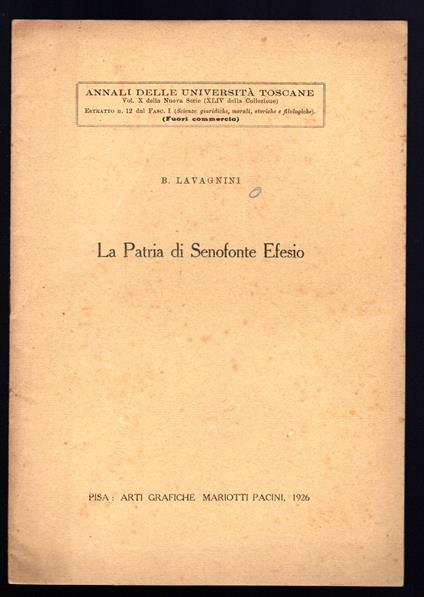 La patria di Senofonte Efesio - copertina