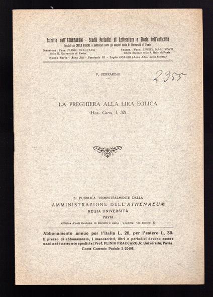 La preghiera alla Lira Eolica - copertina