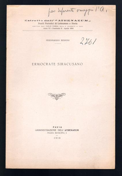 Ermocrate siracusano - Ferdinando Bernini - copertina