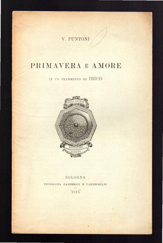 Primavera e amore in un frammento di Ibico - copertina