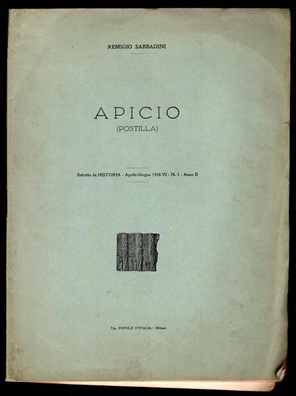 Apicio - Remigio Sabbadini - copertina