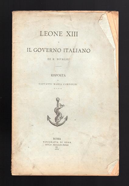 Leone XIII e il Governo italiano - Risposta di Giovanni Maria Cornoldi - copertina