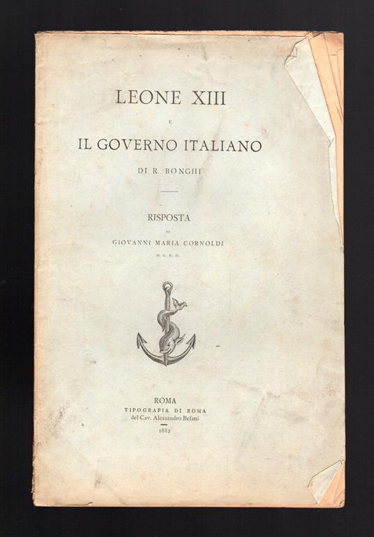 Leone XIII e il Governo italiano - Risposta di Giovanni Maria Cornoldi - copertina