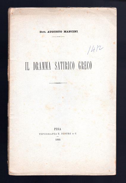 Il dramma satirico greco - Augusto Mancini - copertina