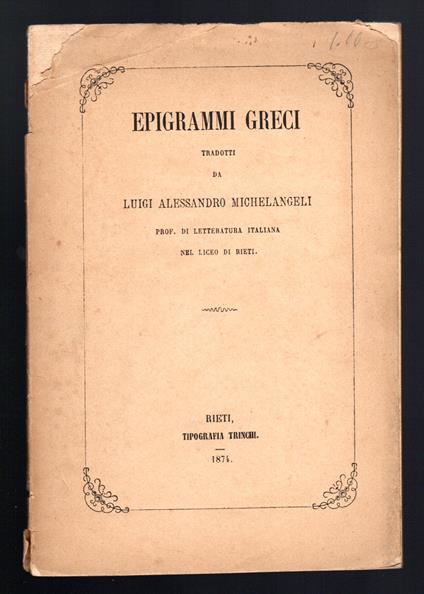 Epigrammi greci - copertina