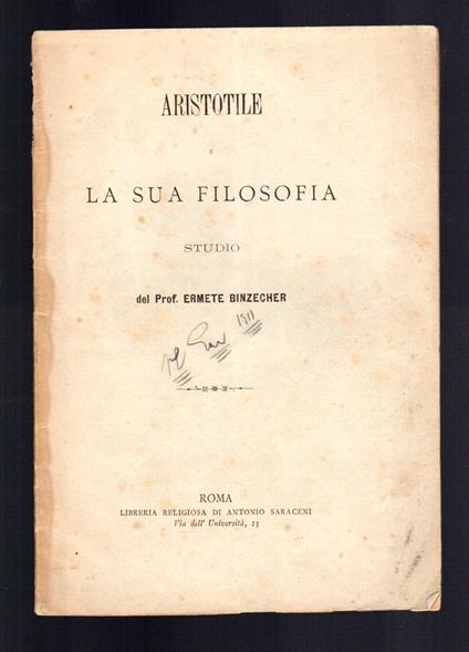 Aristotile. La sua filosofia - copertina