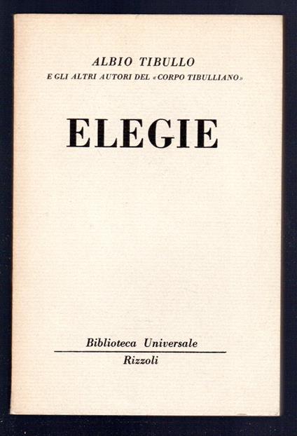 Elegie - Albio Tibullo - copertina