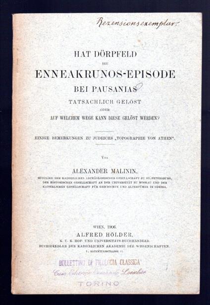 Hat dorpfeld die enneakrunos-episode bei Pausanias - copertina